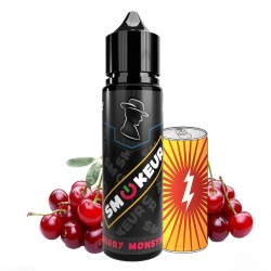 Flacon Cherry Monster smokeur 50ml avec sa boisson énergisante en canette et ses cerises juteuses.
