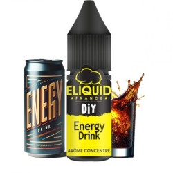 Flacon de concentré Energy Drink 10 ml pour préparation DIY à la marque e-liquid France avec une canette de boisson énergisante.