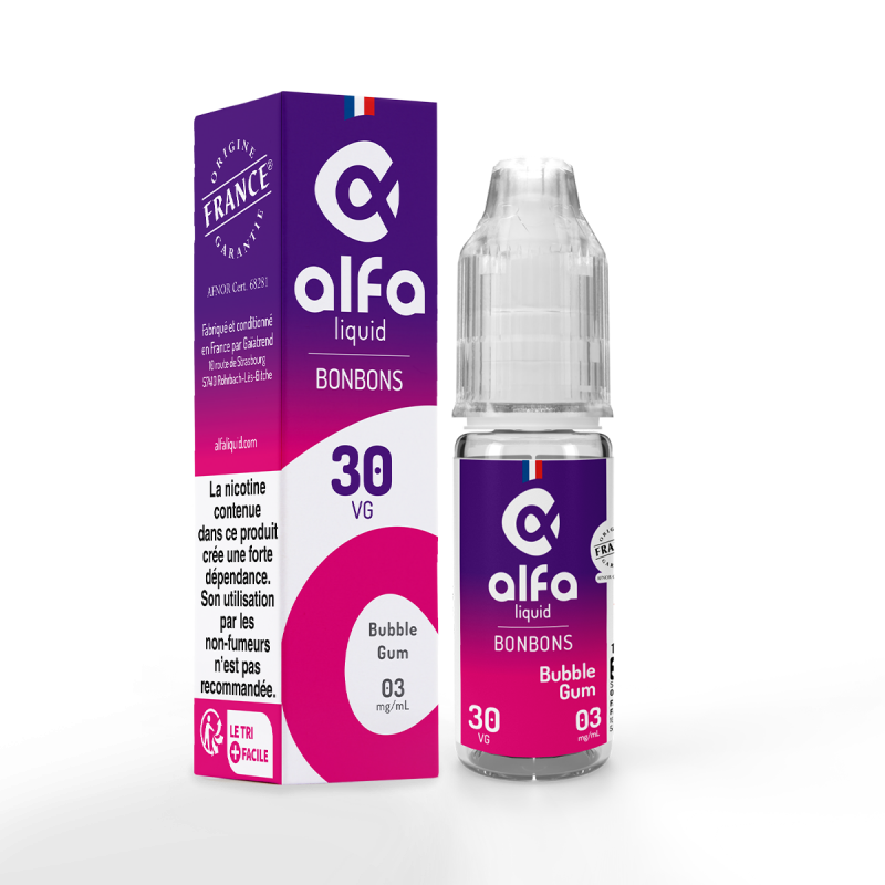 Flacon e-liquide 10 ml Bubble-Gum- Alfaliquid