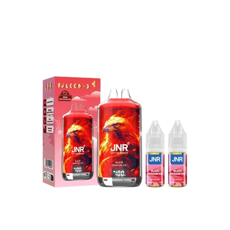 Puff JNR Falcon X 28K - Black Dragon Ice avec boite et flacons Puff JNR Falcon X 28K - Black Dragon Ice avec boite et flacons