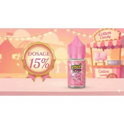 Flacon 30ml Arôme Super Papa Kyandy shop, illustré avec son taux de dilution