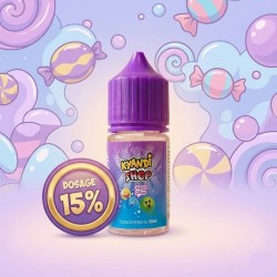 Arôme Super Lequin Kyandi Shop 30ml, illustration artistique, avec dosage conseillé de 15%