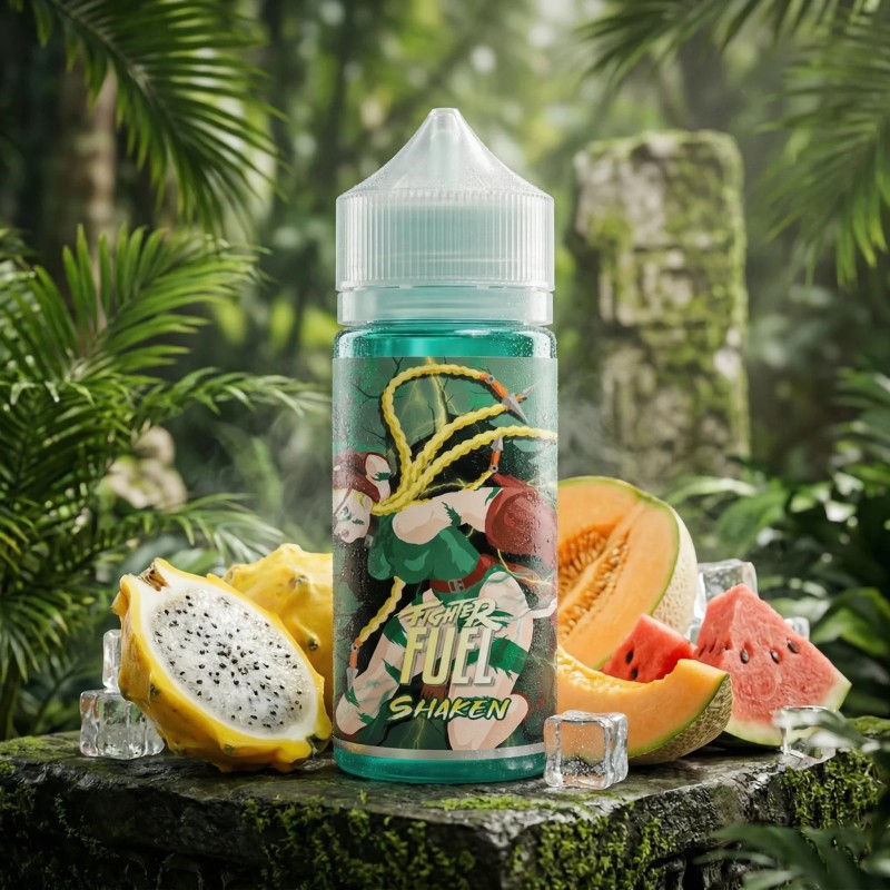 Shaken 100ml - Fighter Fuel dans son décor illustratif
