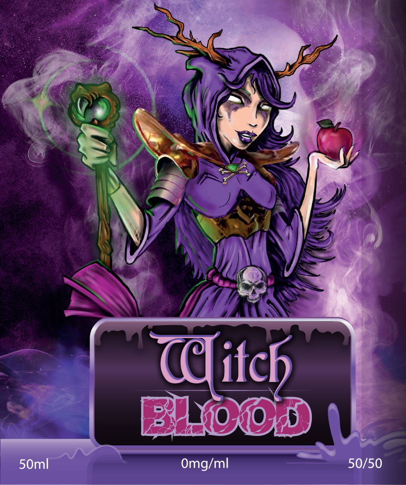 Logo witch blood violet avec une sorcière