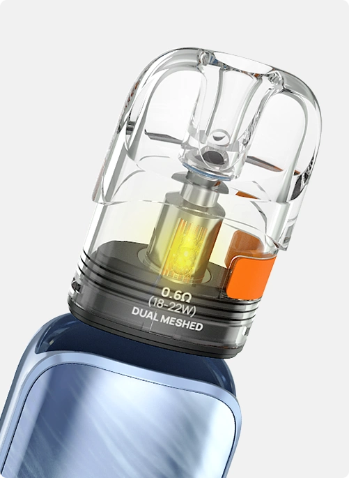 Cartouche Pixo Dual Mesh Aspire, en insertion sur pod Pixo