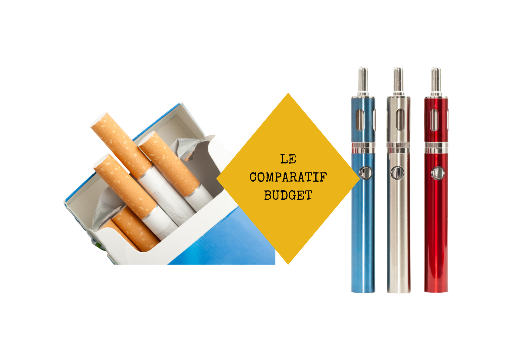 Paquet de cigarette et vapoteuse format tube