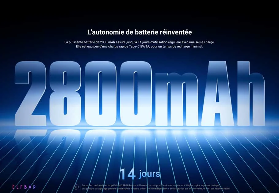 ElfX Mega, autonomie 2800 mAh