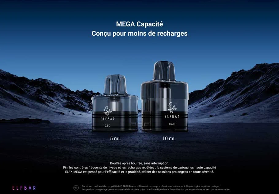Kit ElfX Mega, cartouche 5ml et 10ml