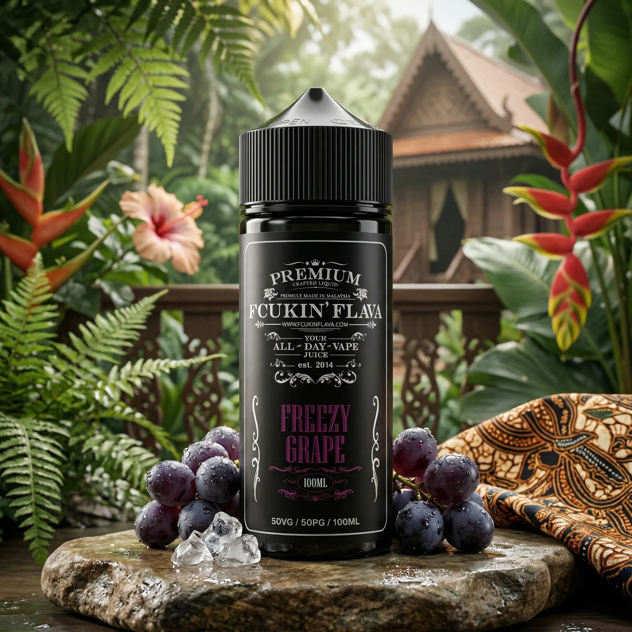 Freezy Grape - Fcukin' Flava 100ml dans son décor illustratif