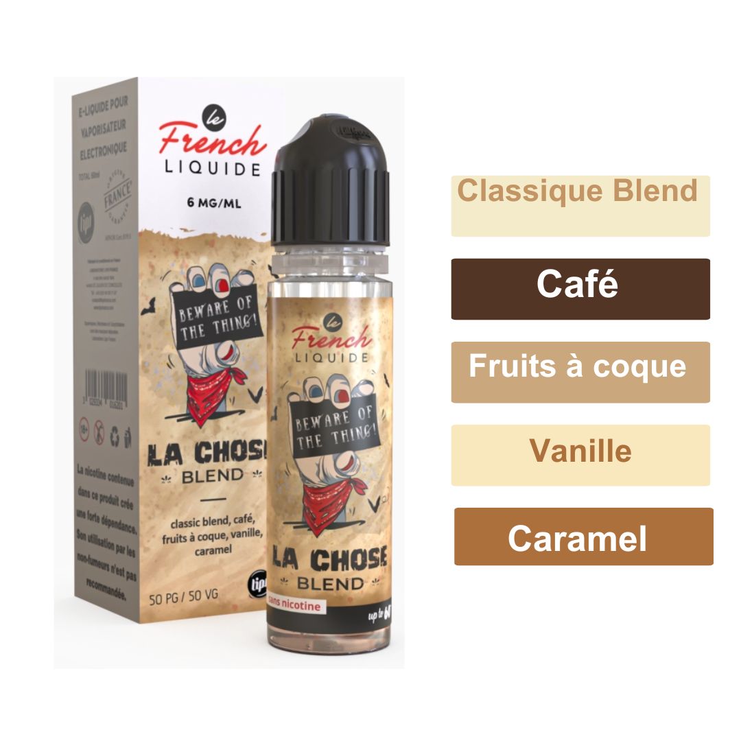 Photo d'un flacon de la chose blend en 60ml avec sa boite cartonnée