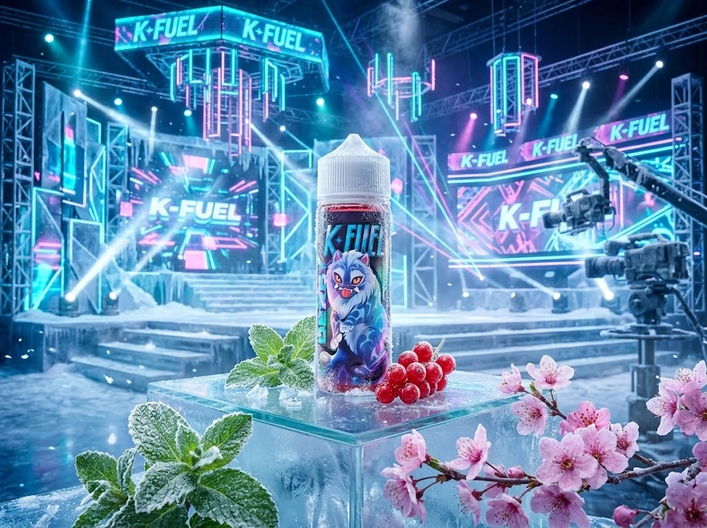 Derby 100ml - K-Fuel dans un décor K-Pop avec les ingrédients illustrés