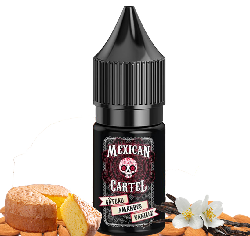 Flacon 10ml de mexican cartel Gâteau Amande Vanille e liquide gourmand.