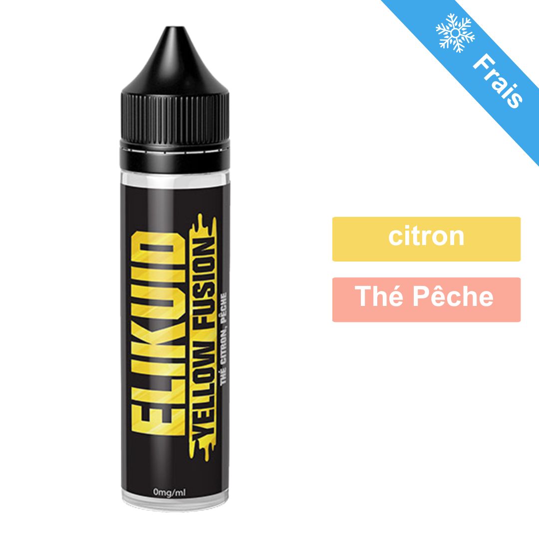 Image fiole elikuid 50 ml thé glacé pêche citron avec sa liste d'ingrédients