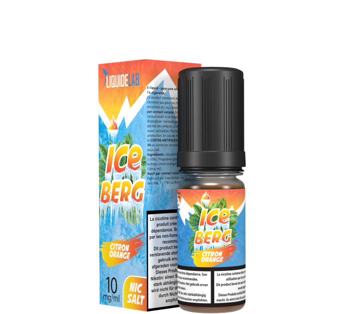Flacon e liquide iceberg-citron orange-10ml-o-jlab sel de nicotine avec ses agrumes