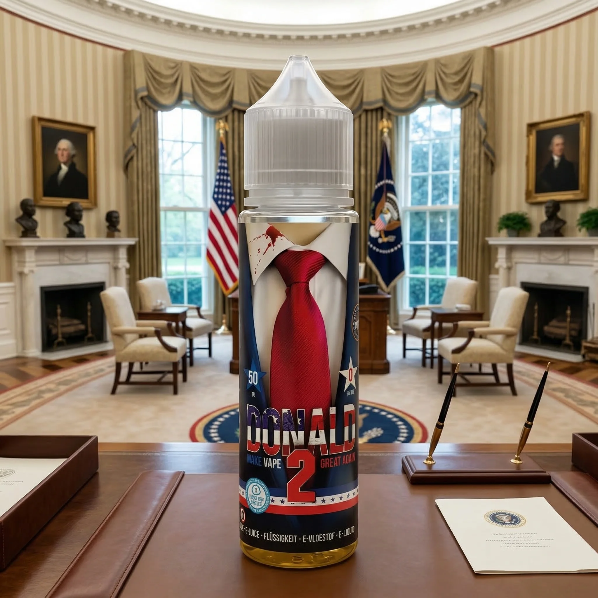 E-liquide Donald 2 Swoke dans son décor de Maison blanche