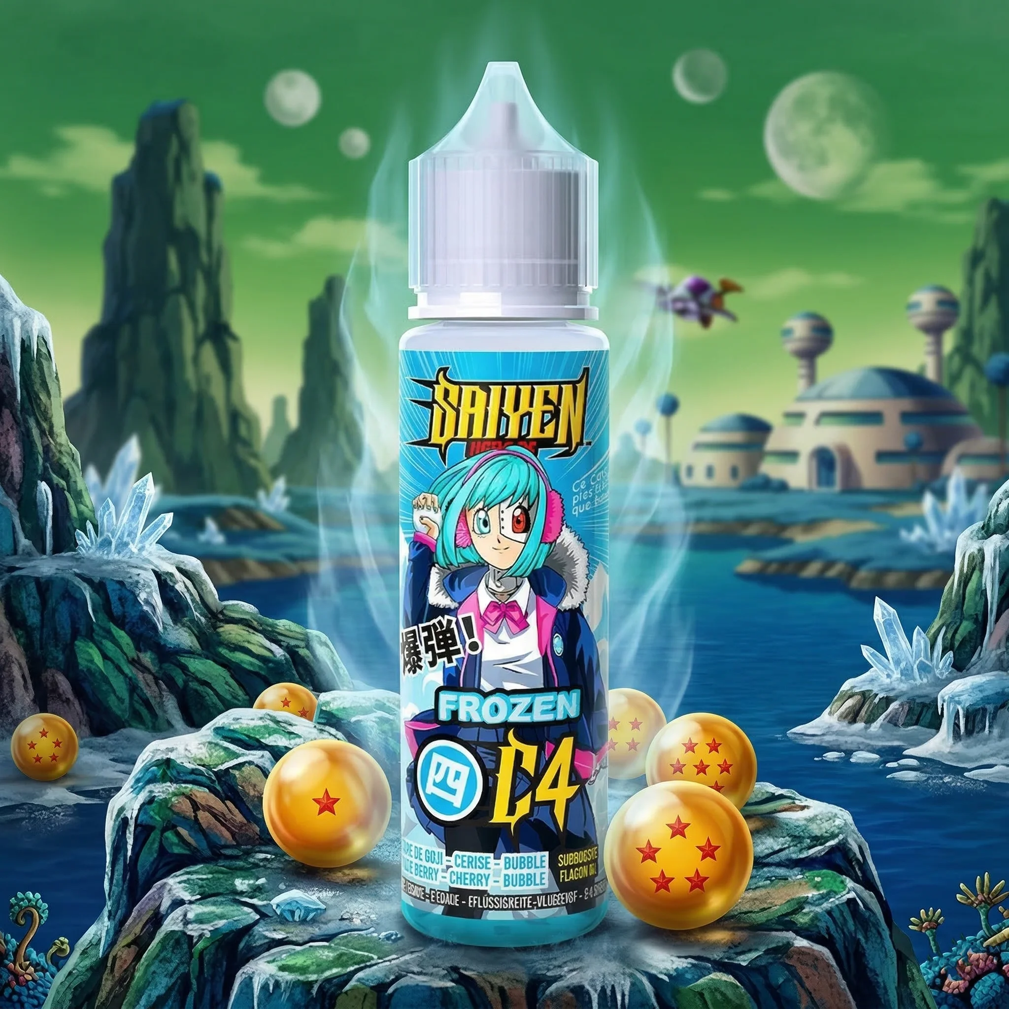 E-liquide Frozen C4 50ml, dans un décor manga