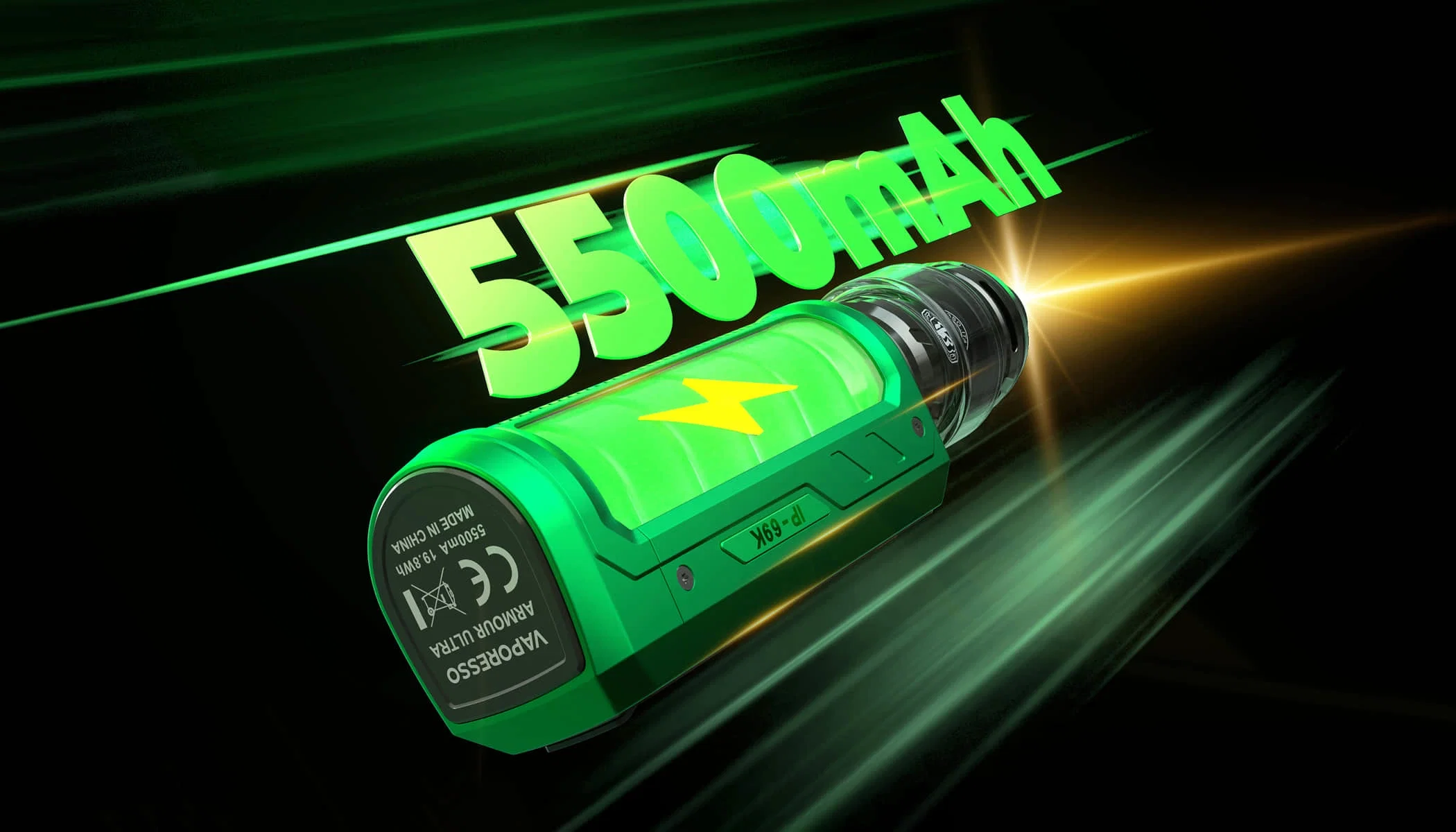 Box Armour Ultra Vaporesso, illustration autonomie de baterrie