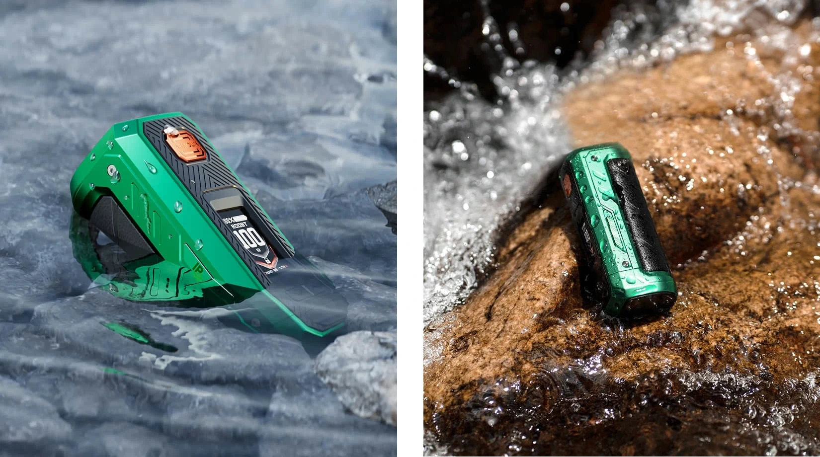 Box Armour Ultra Vaporesso,IP68 et IP69K, dans l'eau et sur la roche