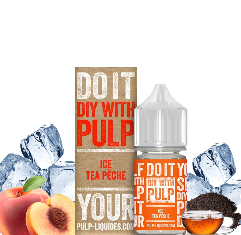 Flacon d'arôme Tea peche 30 ml de Pulp avec de spêches et des glaçons
