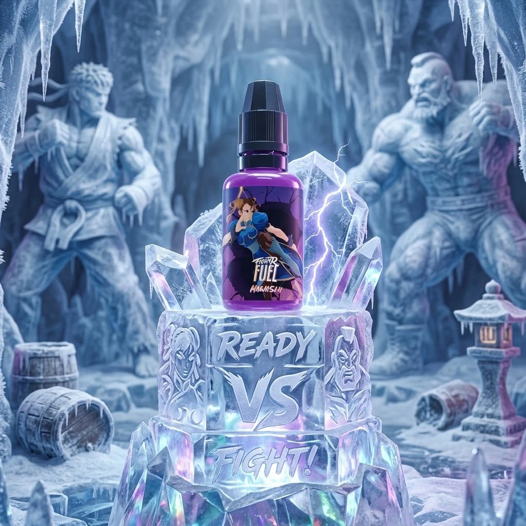 Arôme Concentré Mawashi Fighter Fuel 30ml, illustré dans une grotte glaciale