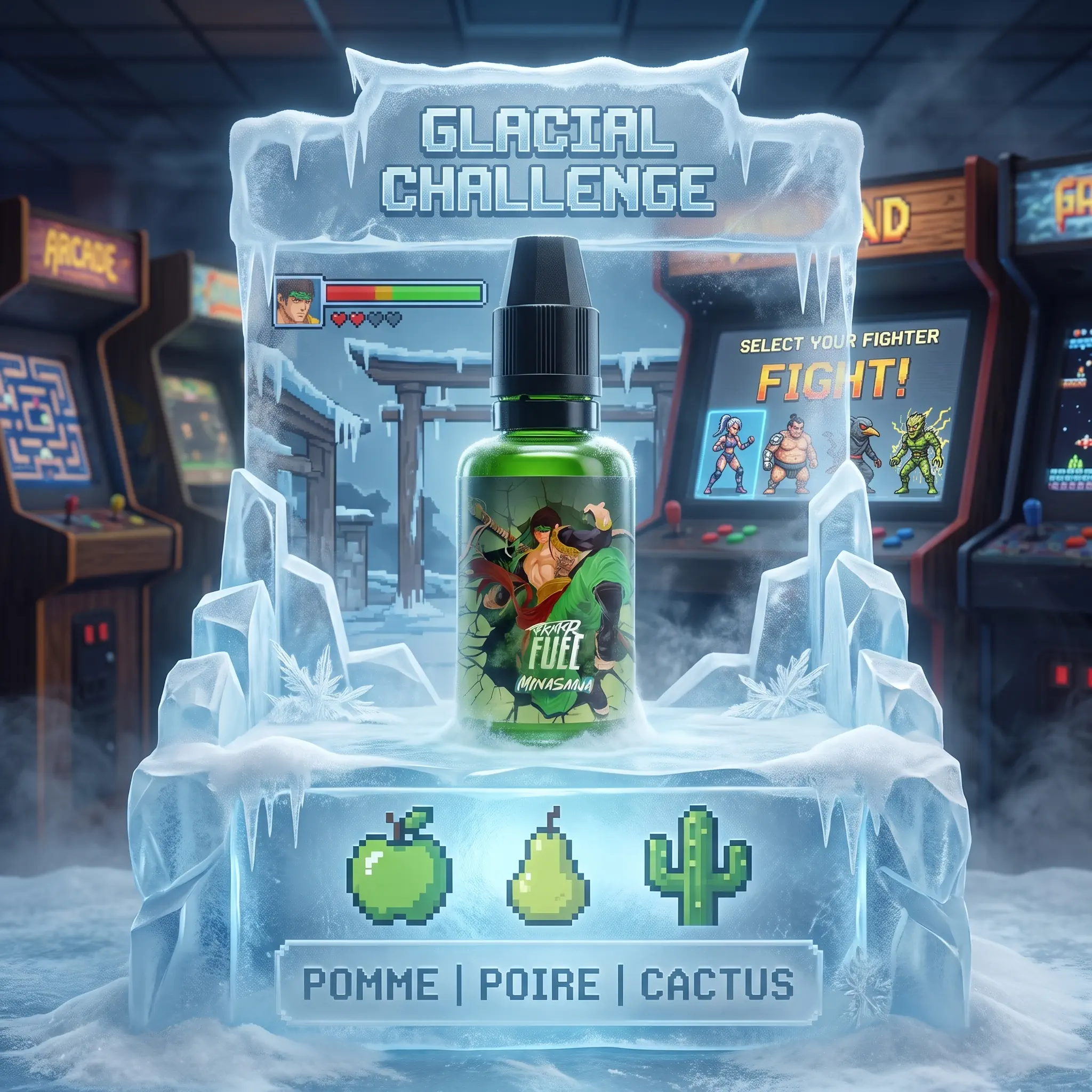 Arôme concentré Minasawa 30ml Fighter Fuel, dans un décor illustratif