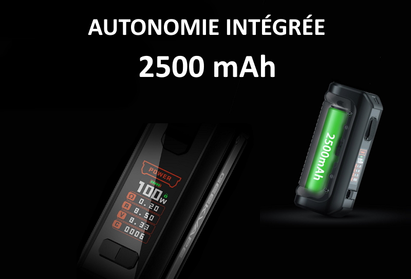 ecran couleur de la cigarette électronique aegis mini 2et batterie 2500mAh