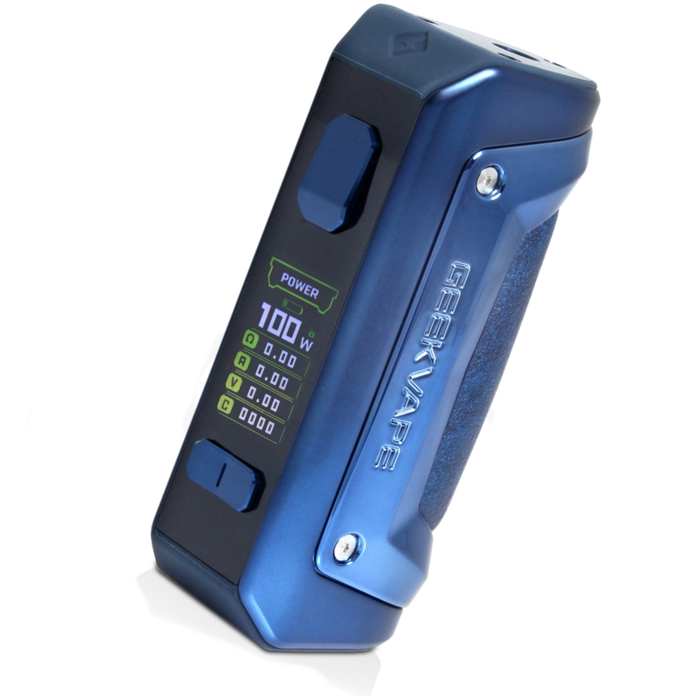 Photo d'une Box aegis solo 2 s100 bleue avec son écran couleur