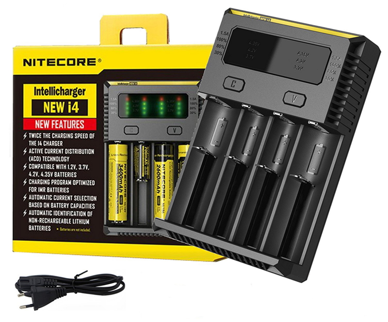 Chargeur intelligent 4 accus Nitecore new I4 pour batterie de cigarette électronique