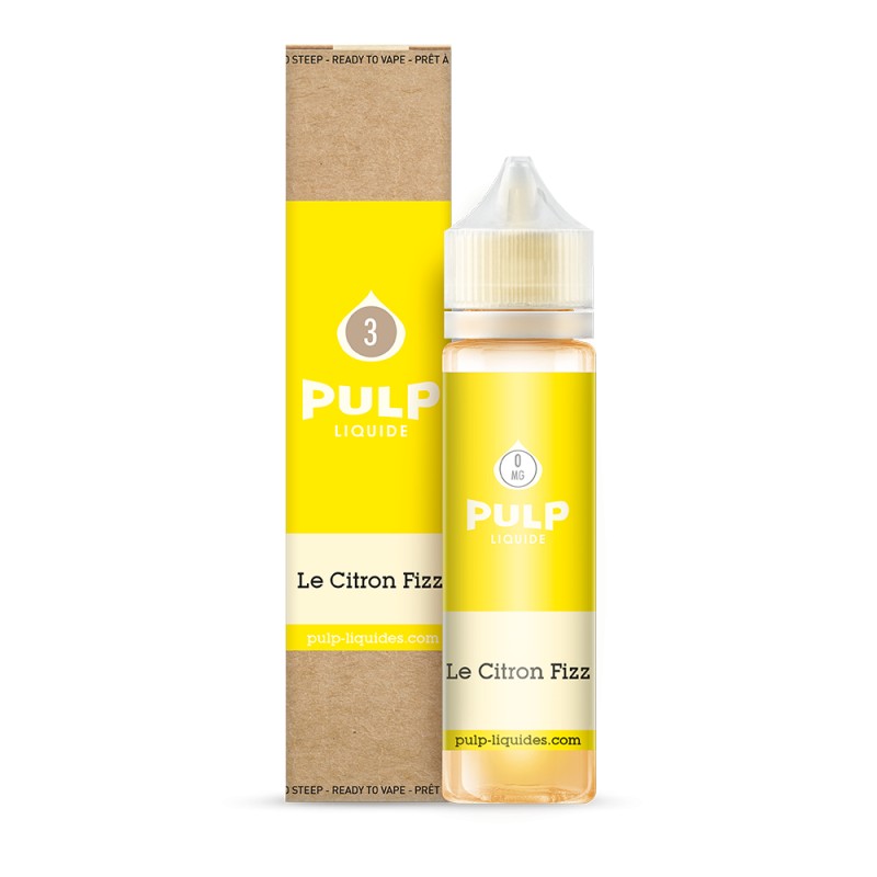 Fiole e-liquide citron fizz et son emballage carton de chez PULP