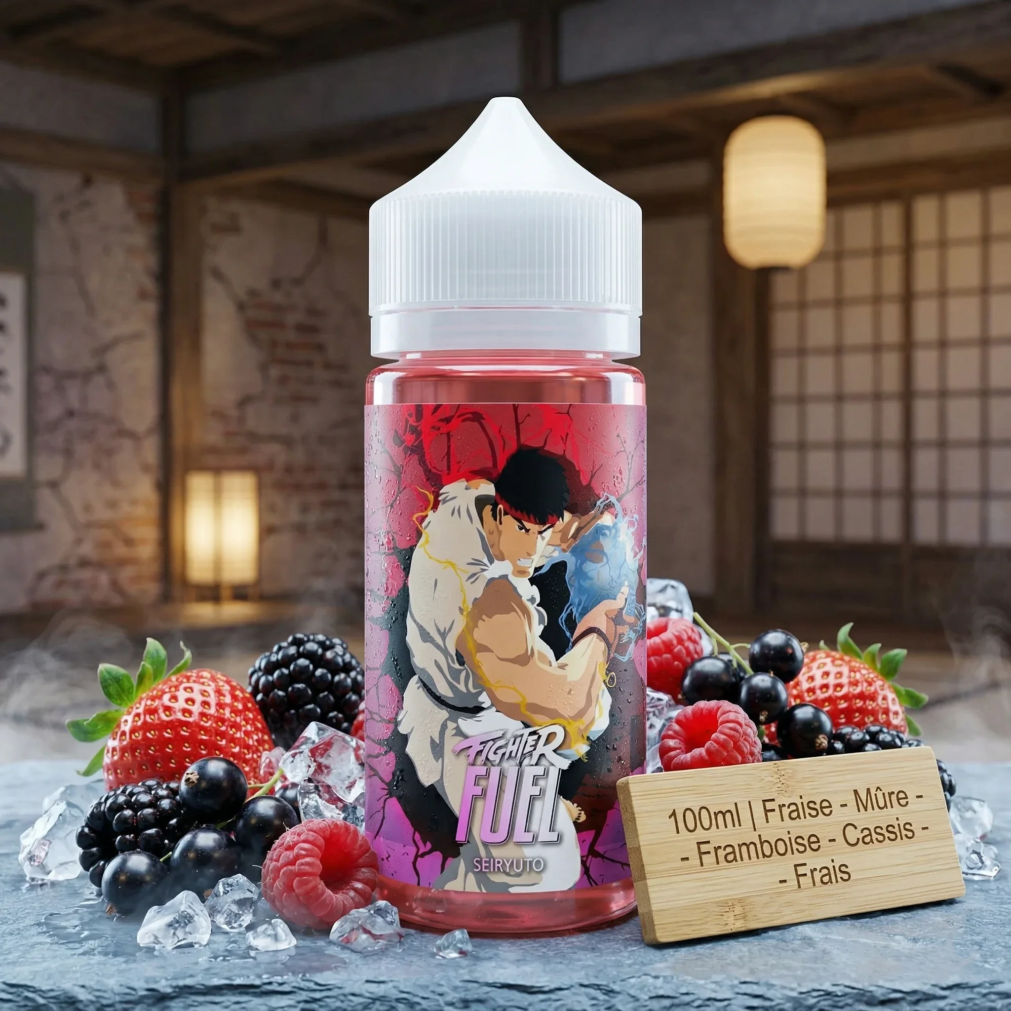 Seiryuto 100ml - Fighter Fuel dans son décor illustratif