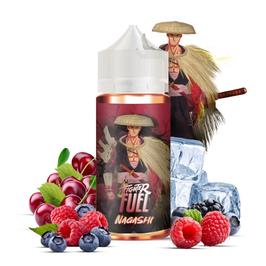 Nagashi 100ml - Fighter Fuel avec ses ingrédients illustrés