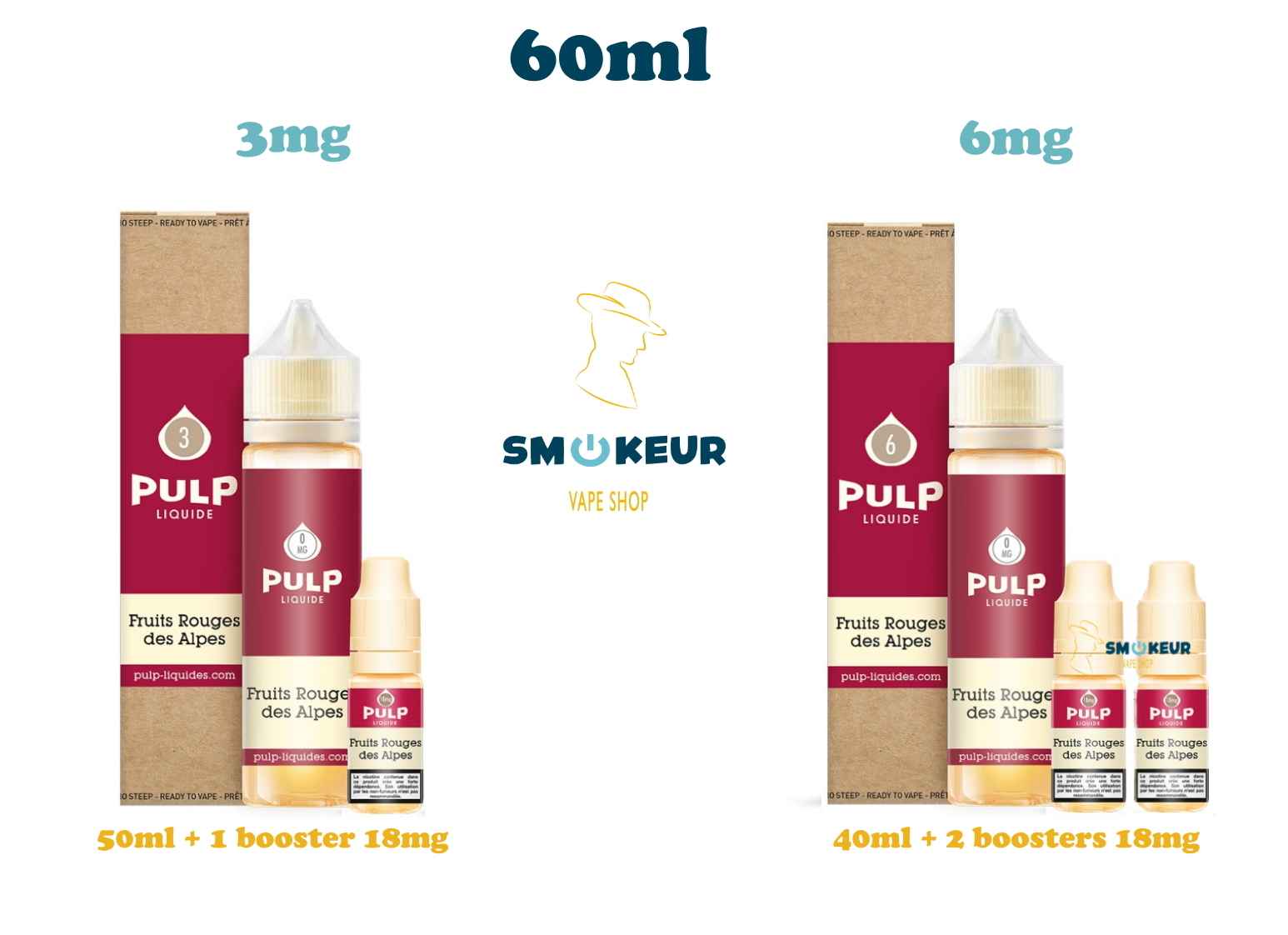 Les 2 choix possible en nicotine Fruits Rouges des Alpes 60ml Pulp
