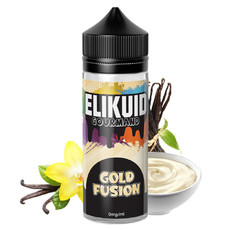 Fiole gold fusion 100ml avec des gousses de vanille et de le acrème dessert vanille