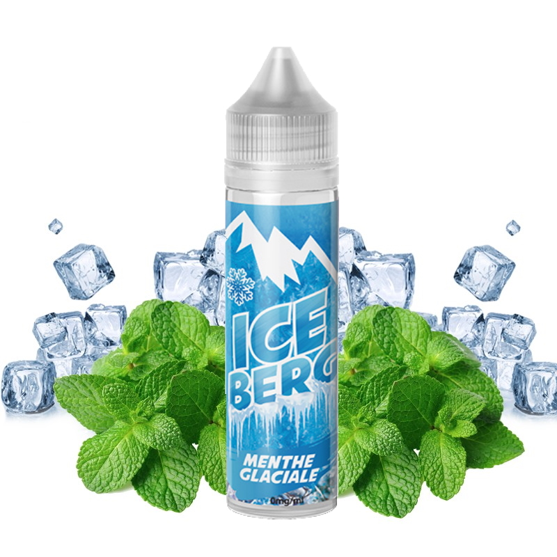 e liquide Menthe glaciale iceberg avec ses feuilles de menthe et ses glaçons