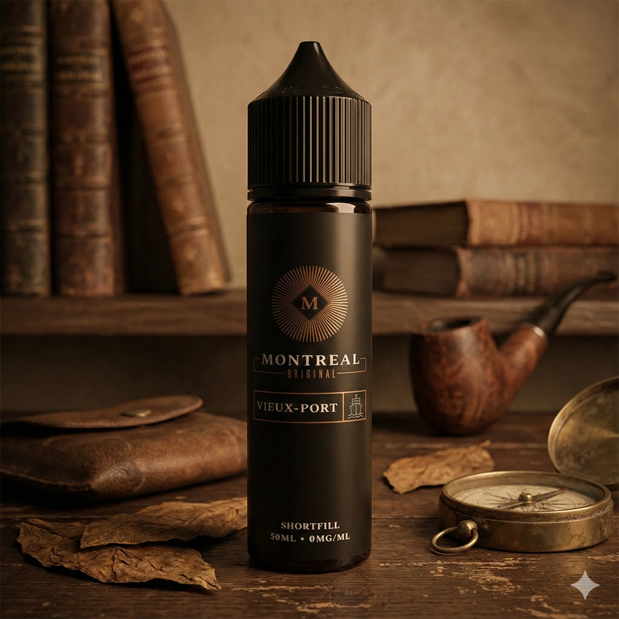 Vieux Port 50ml - Montréal Original - Illustré dans un décor original avec pipe et boussole