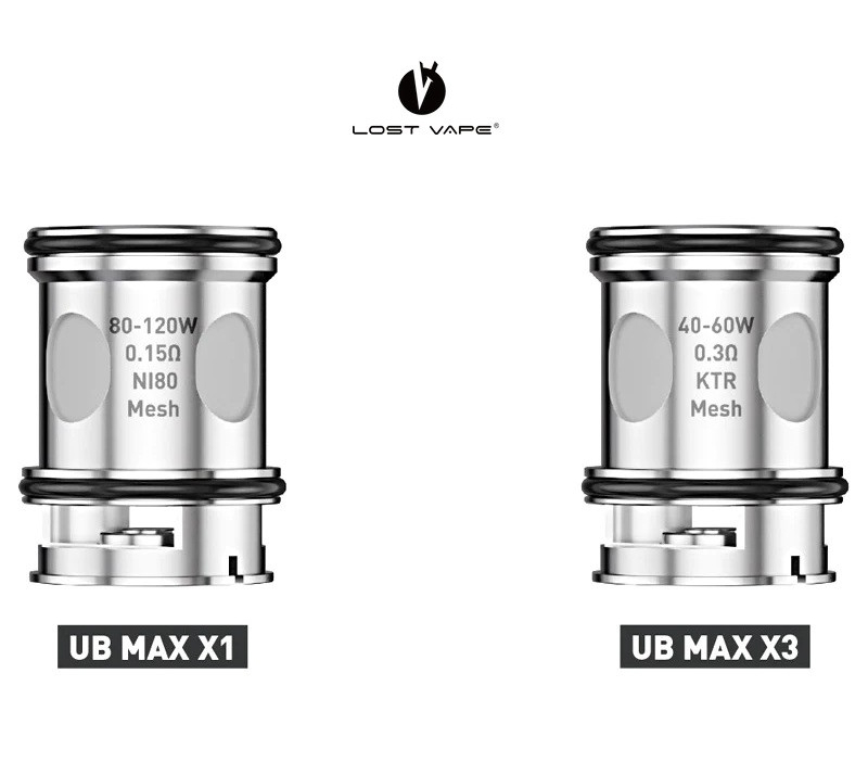 Résistances UB Max X1 0.15 ohm et X3 0.3 ohm pour clearomiseur Centaurus Lost Vape