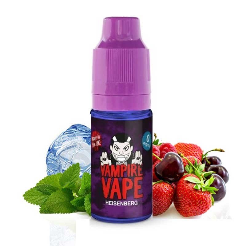 e liquide heisenberg fiole 10ml avec ses fruits rouges sa menthe et un glaçon